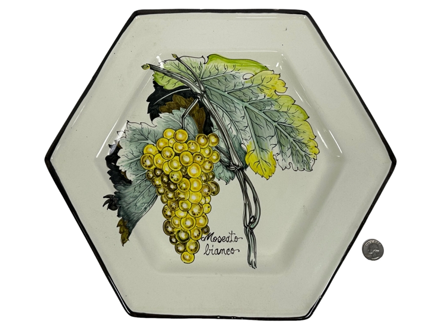 Angela Zei San Gimignano Italy Hand Painted Plate Signed 15.5W X 13.5D [Photo 1]