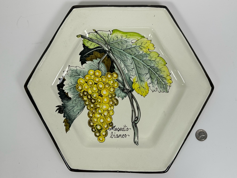 Angela Zei San Gimignano Italy Hand Painted Plate Signed 15.5W X 13.5D [Photo 2]