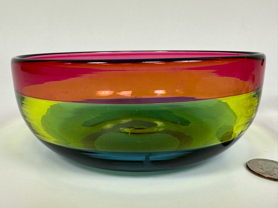 Pair Of Signed Art Glass Bowls [Photo 6]