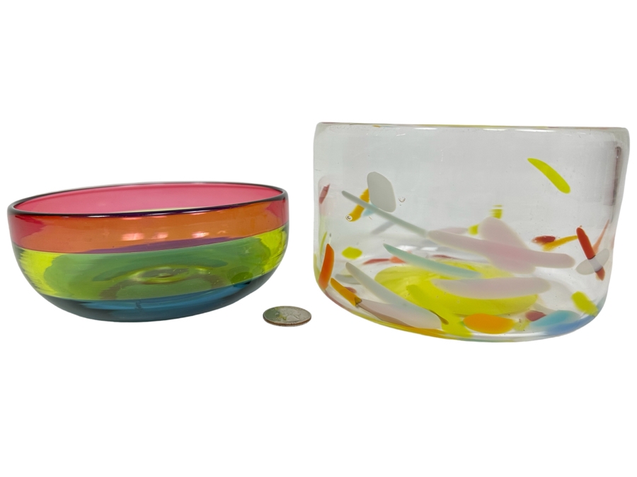 Pair Of Signed Art Glass Bowls [Photo 1]