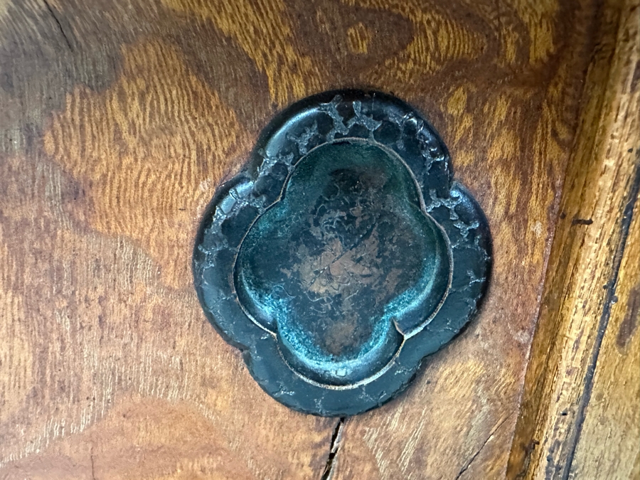 Unusual Chinese / Korean Altar Table Etagere Cabinet With Writing On Inside Of Doors 46.5W X 13D X 34H [Photo 9]