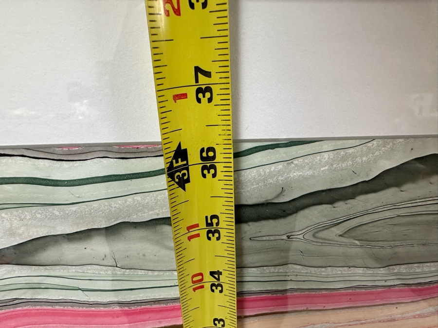 Pair Of Original Colorful Geode Marbling Paintings On Paper 24 X 36 Framed 31.5 X 43.5 [Photo 15]