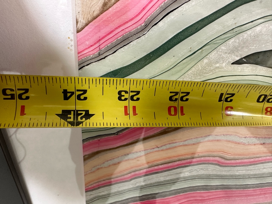 Pair Of Original Colorful Geode Marbling Paintings On Paper 24 X 36 Framed 31.5 X 43.5 [Photo 14]