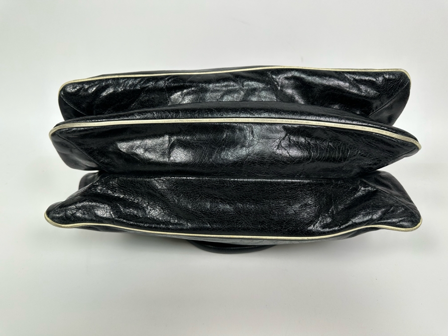 PRADA Black Leather Accordion Handbag Milano Italy 13W X 8H [Photo 17]