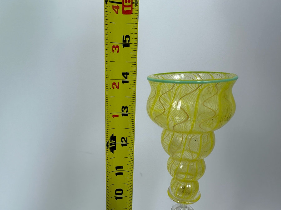 Tobias Mohl (b. 1970, Denmark) Seahorse Design Art Glass Venetian Style Glass Goblet 14H [Photo 12]