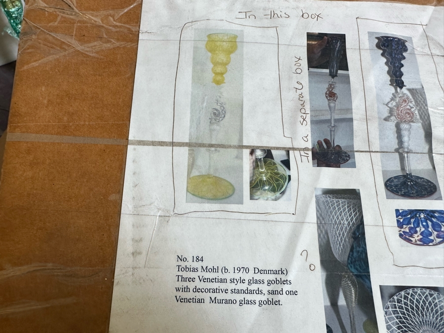 Tobias Mohl (b. 1970, Denmark) Seahorse Design Art Glass Venetian Style Glass Goblet 14H [Photo 2]