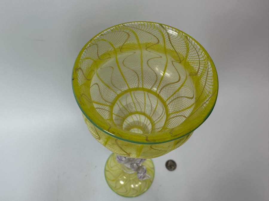 Tobias Mohl (b. 1970, Denmark) Seahorse Design Art Glass Venetian Style Glass Goblet 14H [Photo 11]