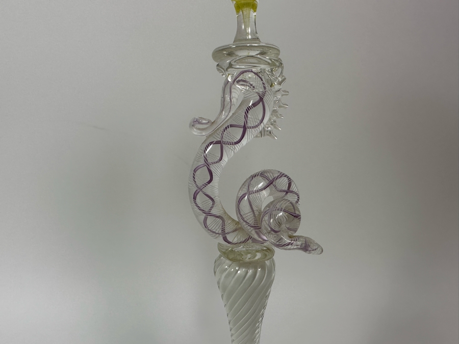 Tobias Mohl (b. 1970, Denmark) Seahorse Design Art Glass Venetian Style Glass Goblet 14H [Photo 5]