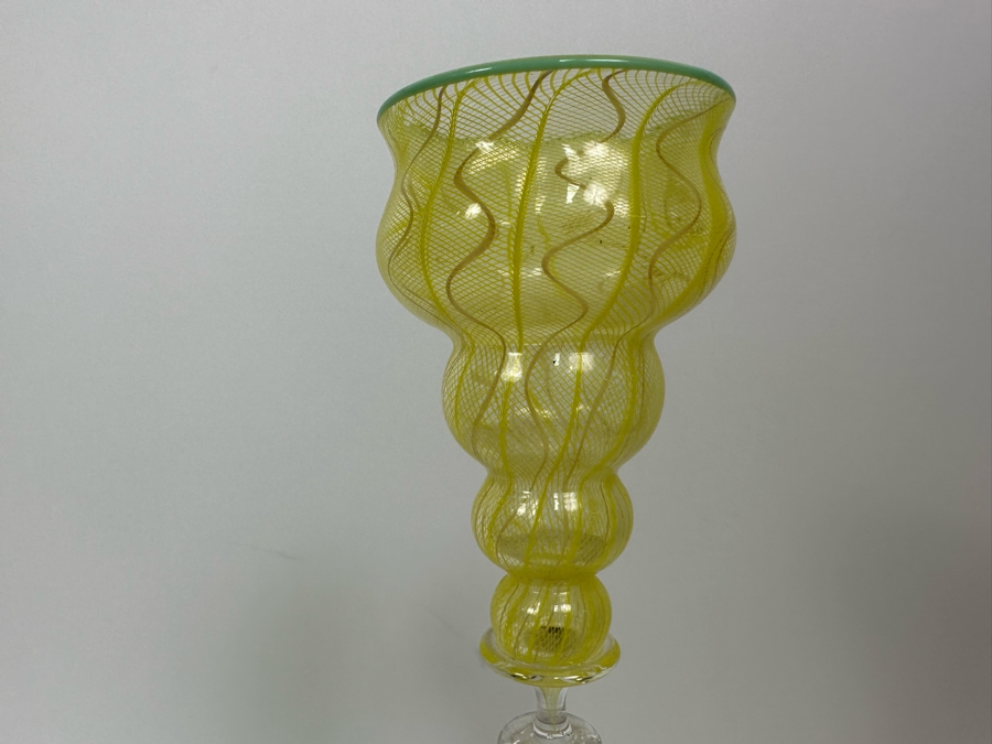 Tobias Mohl (b. 1970, Denmark) Seahorse Design Art Glass Venetian Style Glass Goblet 14H [Photo 7]