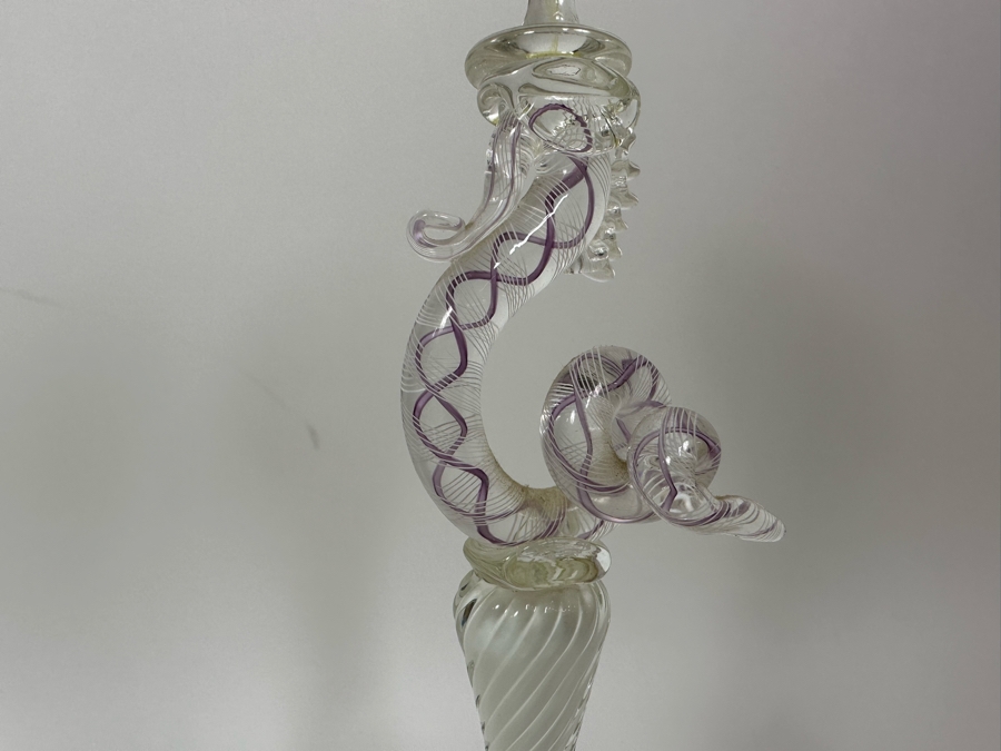 Tobias Mohl (b. 1970, Denmark) Seahorse Design Art Glass Venetian Style Glass Goblet 14H [Photo 6]