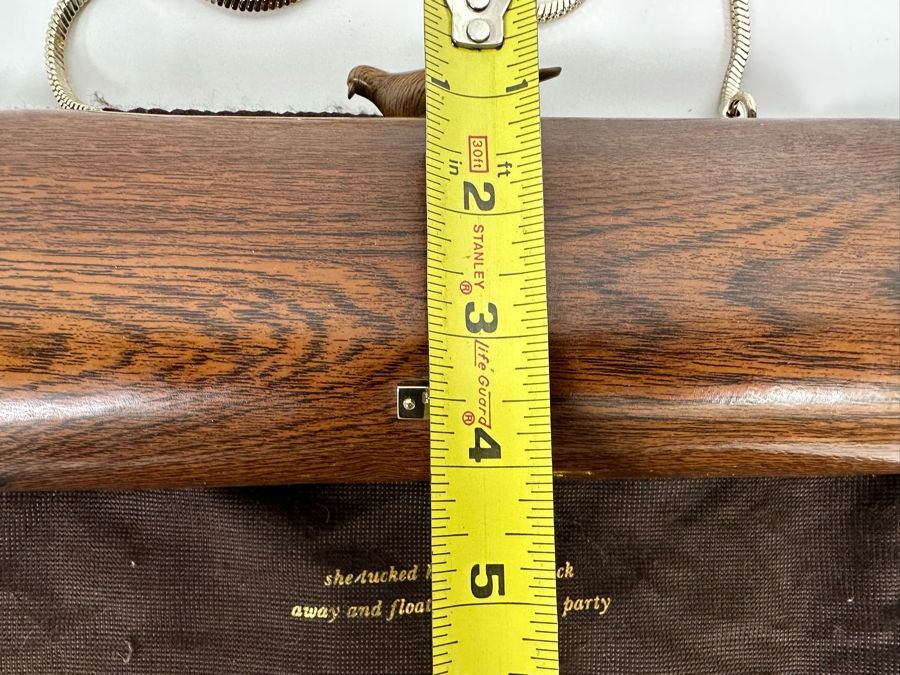Kate Spade Handbag With Faux Wood Grain Finish And Bird Finial Clasp 10.5W X 4H X 2.5D [Photo 14]