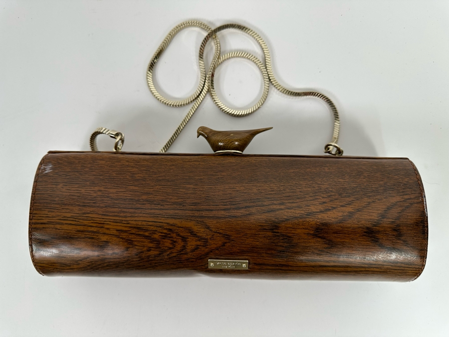 Kate Spade Handbag With Faux Wood Grain Finish And Bird Finial Clasp 10.5W X 4H X 2.5D [Photo 8]