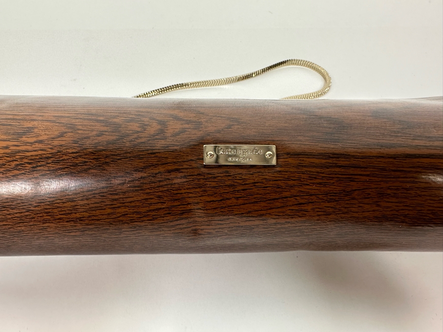 Kate Spade Handbag With Faux Wood Grain Finish And Bird Finial Clasp 10.5W X 4H X 2.5D [Photo 4]