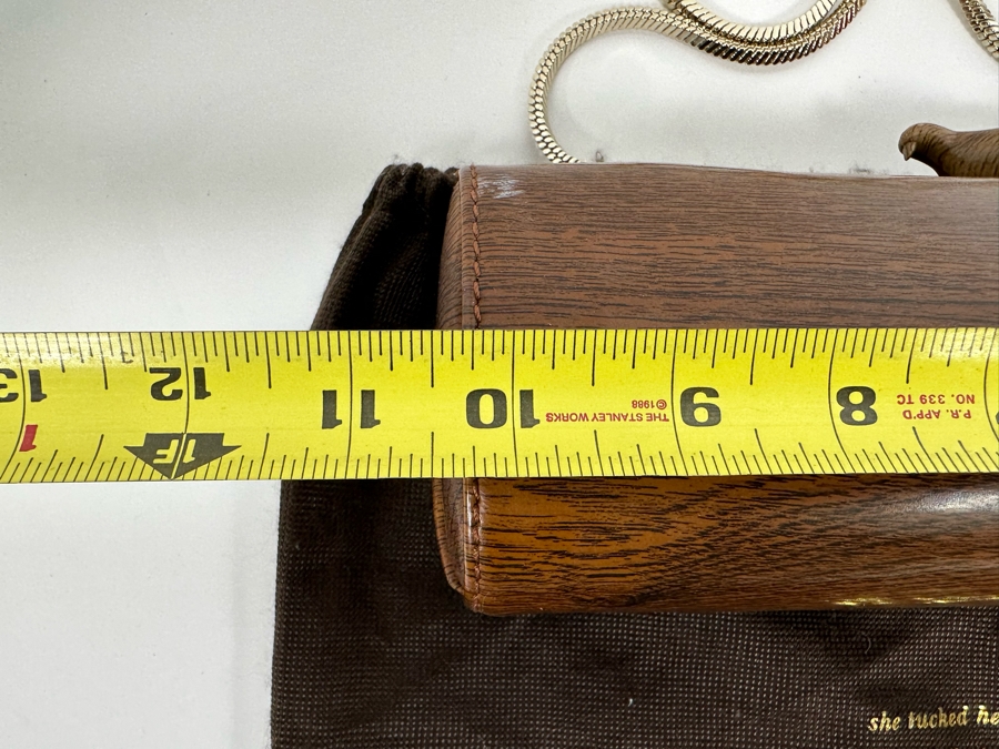 Kate Spade Handbag With Faux Wood Grain Finish And Bird Finial Clasp 10.5W X 4H X 2.5D [Photo 13]
