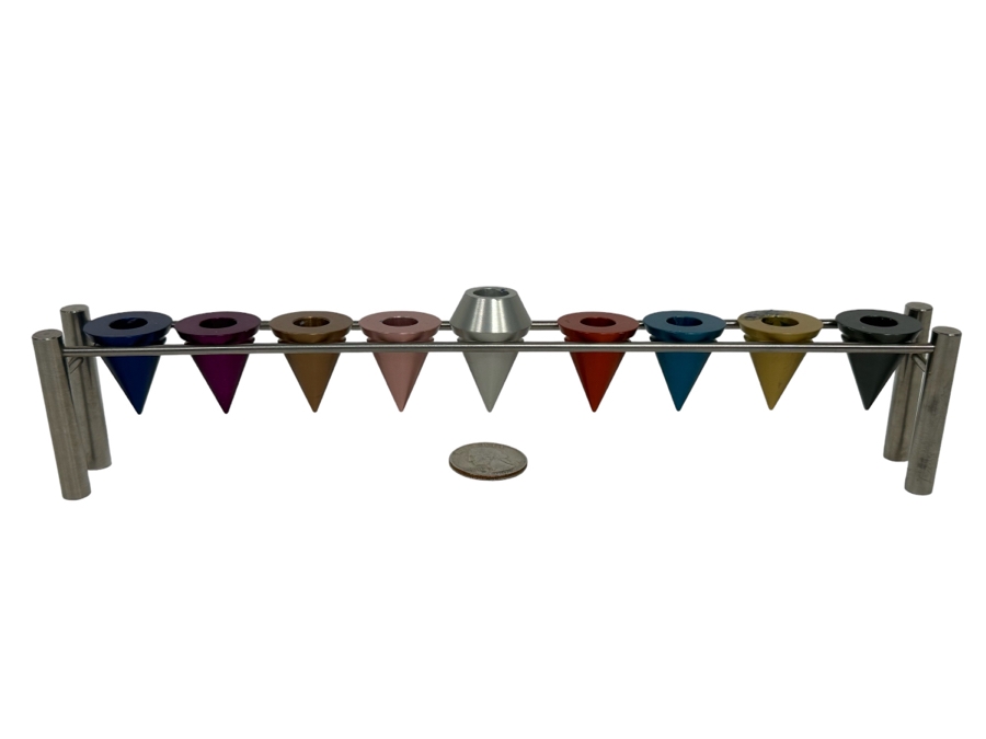 Laura Cowen Rainbow Cone Hanukkah Menorah 10W X 1D X 2H  [Photo 1]