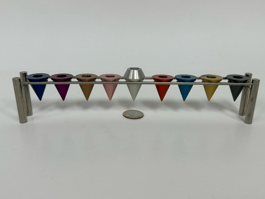 Laura Cowen Rainbow Cone Hanukkah Menorah 10W X 1D X 2H  [Photo 4]