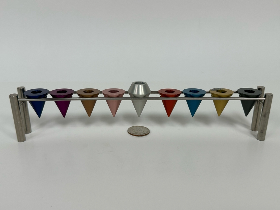 Laura Cowen Rainbow Cone Hanukkah Menorah 10W X 1D X 2H  [Photo 3]