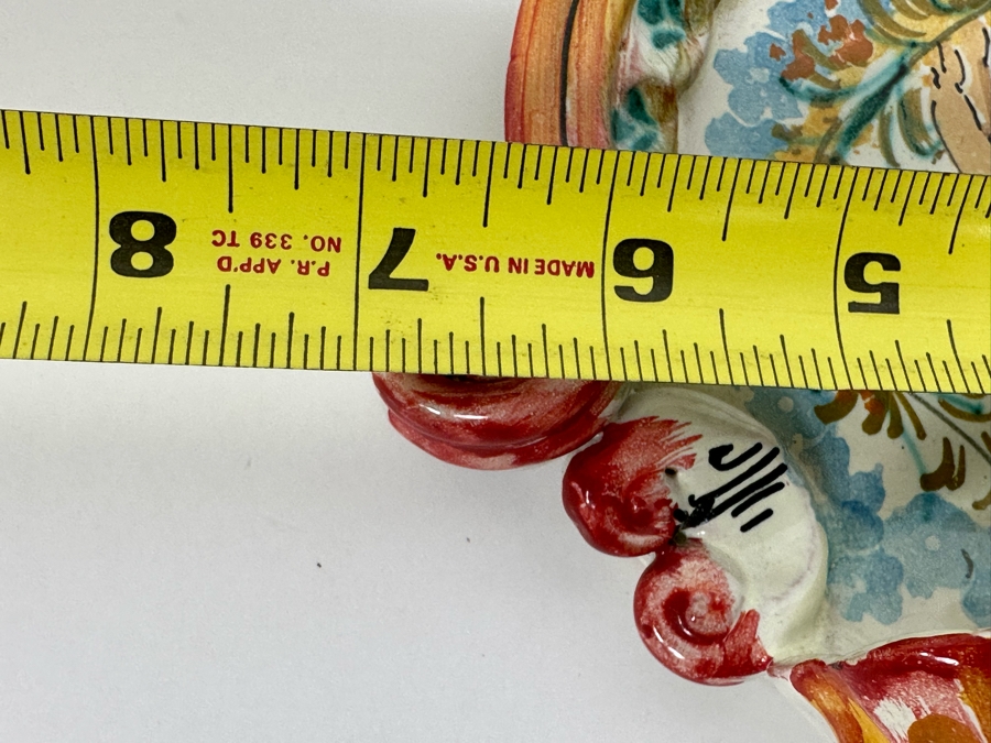Small Hand Painted Ceramic Italian Wall Plaque Holy Water Font Acquasantiera [Photo 7]