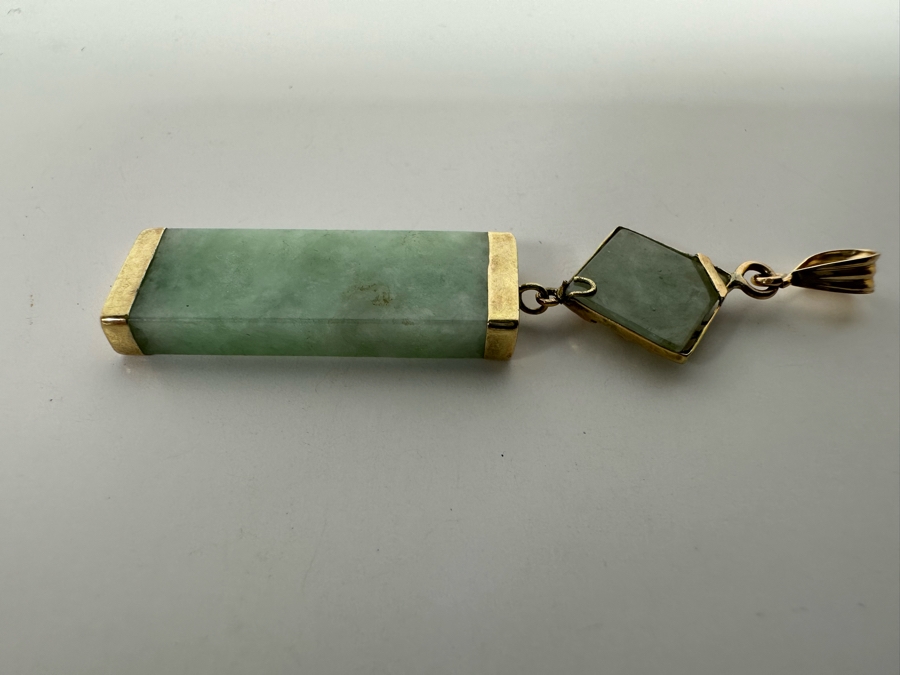 14K Gold Jade Pendant 2” 5g [Photo 12]
