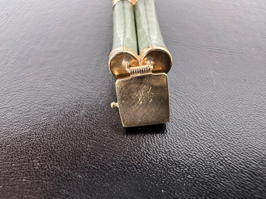 14K Gold Jadeite Bracelet 7” 20.3g [Photo 8]