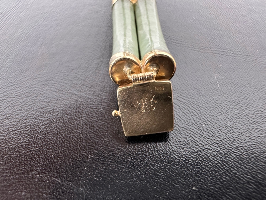 14K Gold Jadeite Bracelet 7” 20.3g [Photo 9]