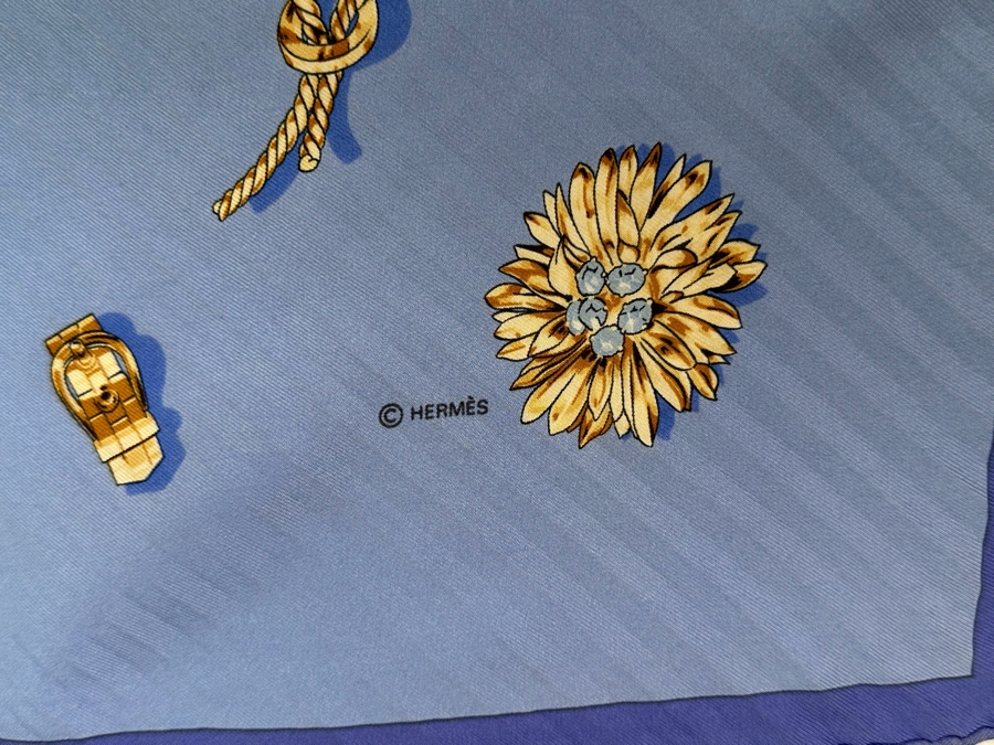 Hermes Paris Silk Scarf Clips By Rybal 35 X 33.5 [Photo 7]