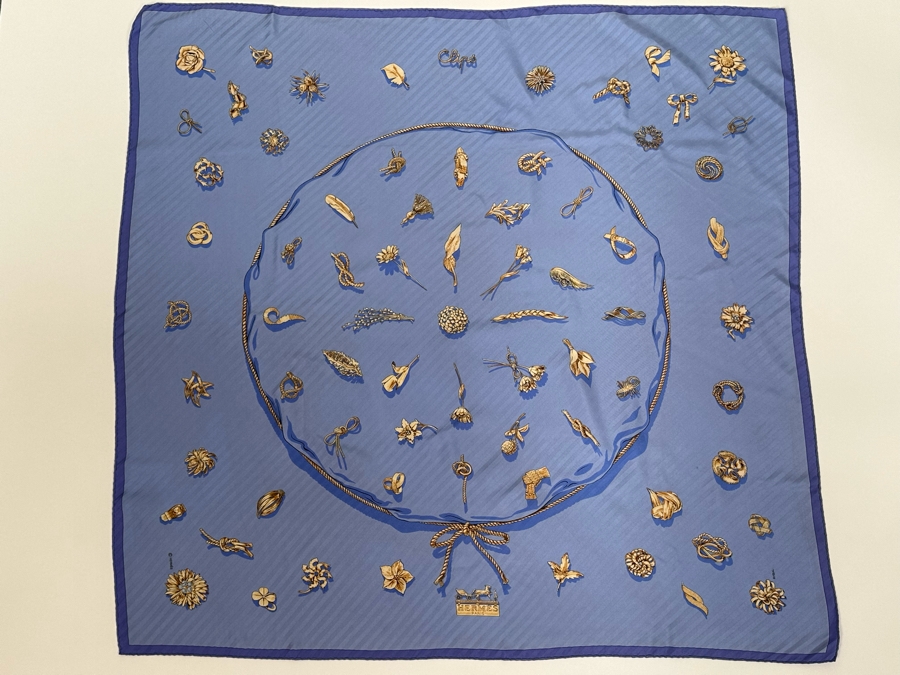 Hermes Paris Silk Scarf Clips By Rybal 35 X 33.5 [Photo 3]