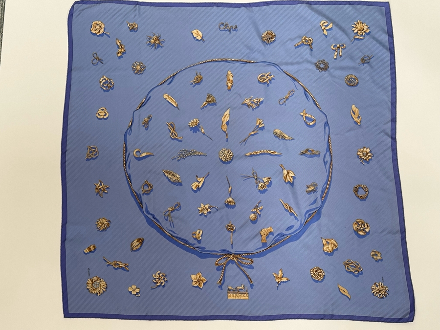 Hermes Paris Silk Scarf Clips By Rybal 35 X 33.5 [Photo 4]