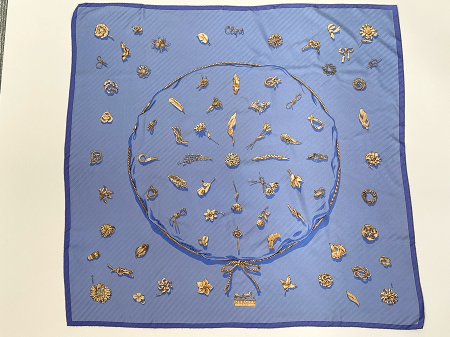Hermes Paris Silk Scarf Clips By Rybal 35 X 33.5 [Photo 5]