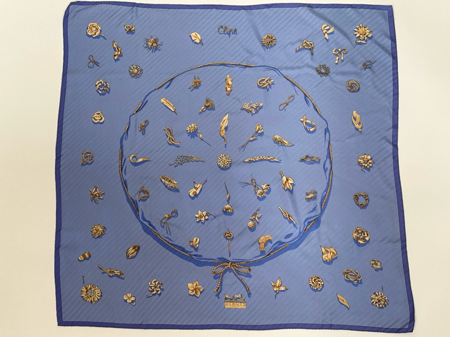 Hermes Paris Silk Scarf Clips By Rybal 35 X 33.5 [Photo 2]