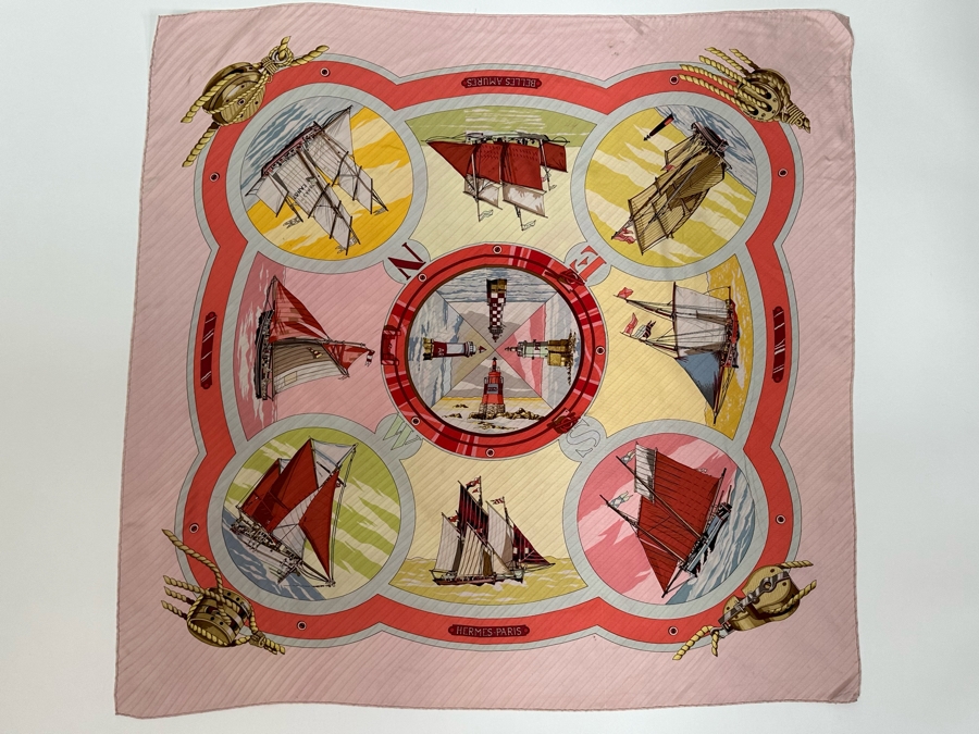 Hermes Paris Silk Scarf Escales Belles Amures 35.5 X 34 [Photo 2]