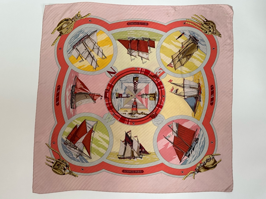Hermes Paris Silk Scarf Escales Belles Amures 35.5 X 34 [Photo 3]