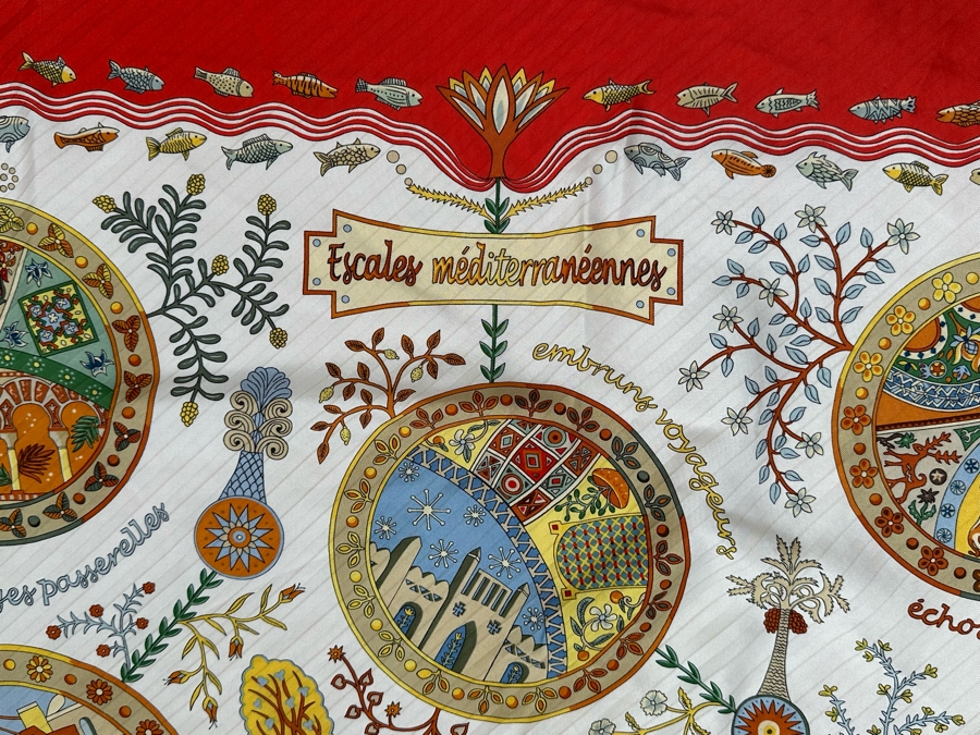 Hermes Paris Silk Scarf Escales Mediterraneennes 35.5 X 33.5 [Photo 9]
