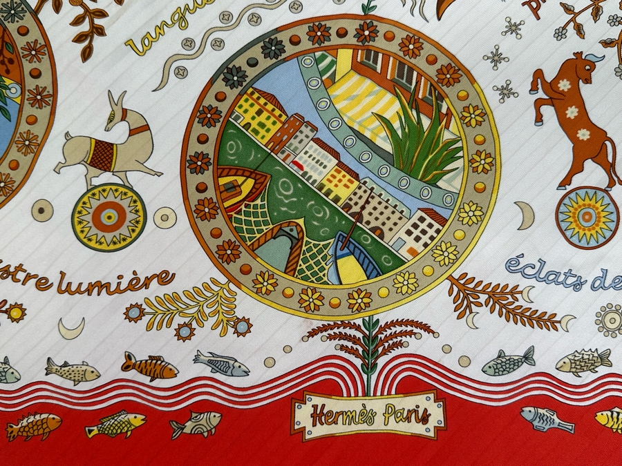 Hermes Paris Silk Scarf Escales Mediterraneennes 35.5 X 33.5 [Photo 5]