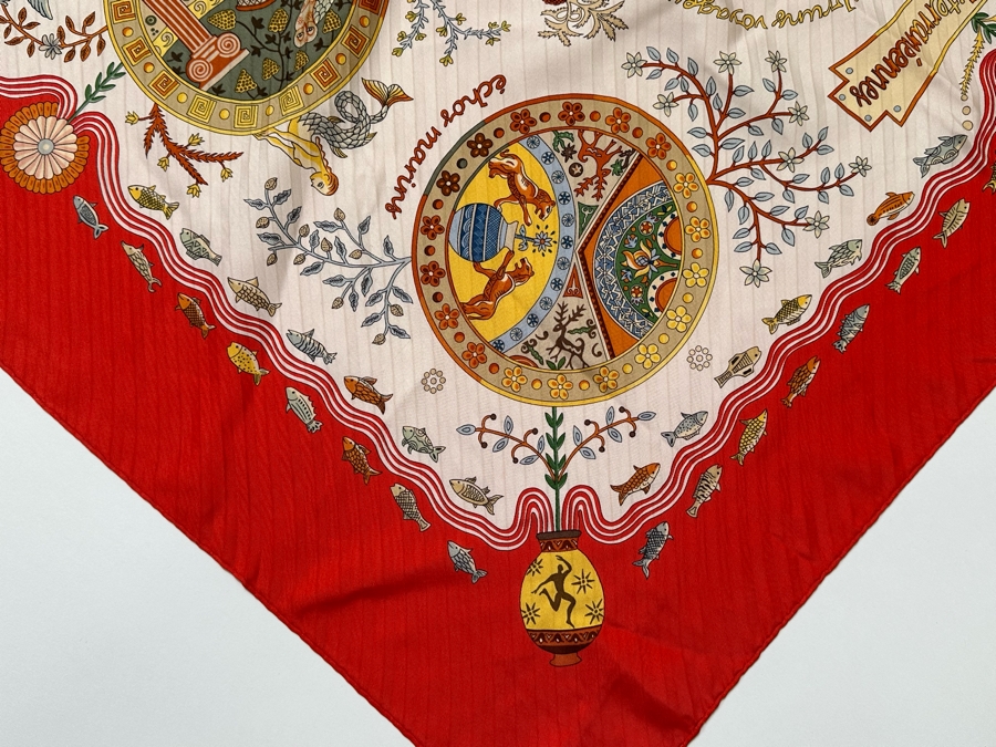 Hermes Paris Silk Scarf Escales Mediterraneennes 35.5 X 33.5 [Photo 8]