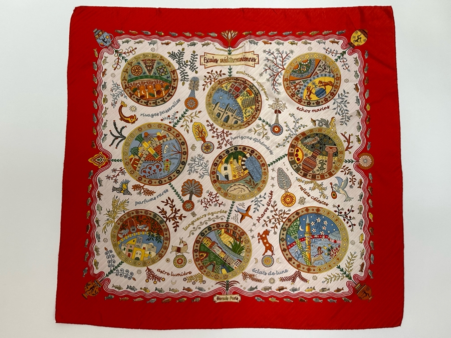 Hermes Paris Silk Scarf Escales Mediterraneennes 35.5 X 33.5 [Photo 2]