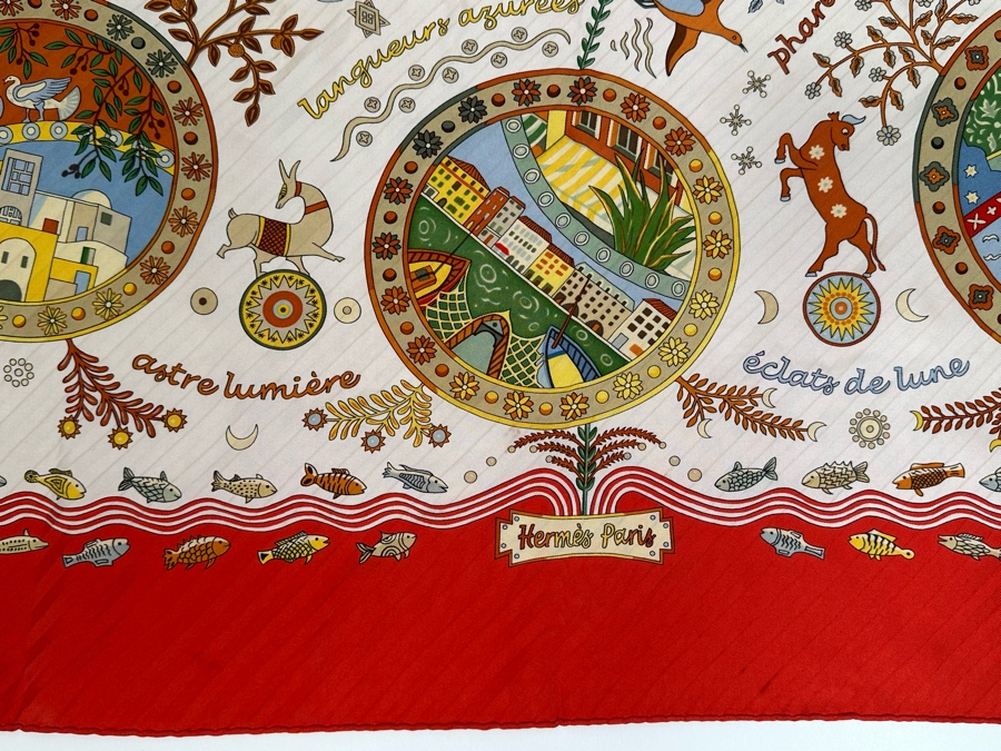 Hermes Paris Silk Scarf Escales Mediterraneennes 35.5 X 33.5 [Photo 4]