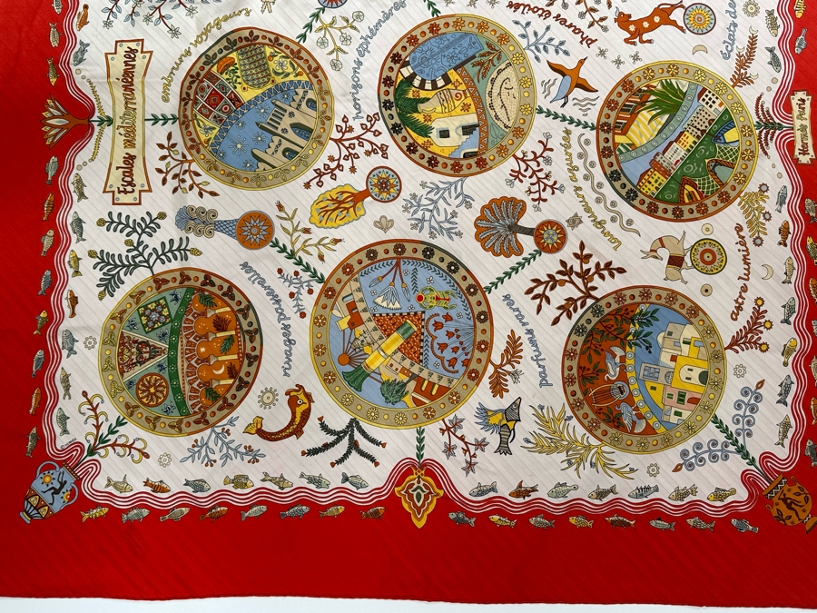Hermes Paris Silk Scarf Escales Mediterraneennes 35.5 X 33.5 [Photo 14]