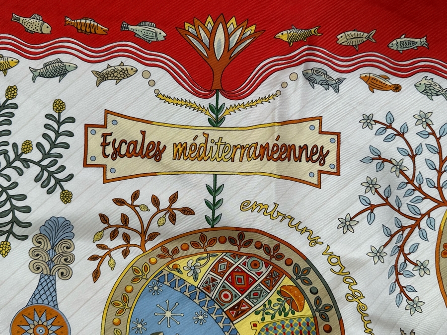 Hermes Paris Silk Scarf Escales Mediterraneennes 35.5 X 33.5 [Photo 10]