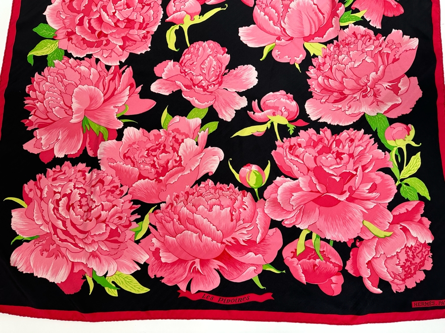 Hermes Paris Silk Scarf Les Pivoines 35.5 X 33.5 [Photo 8]
