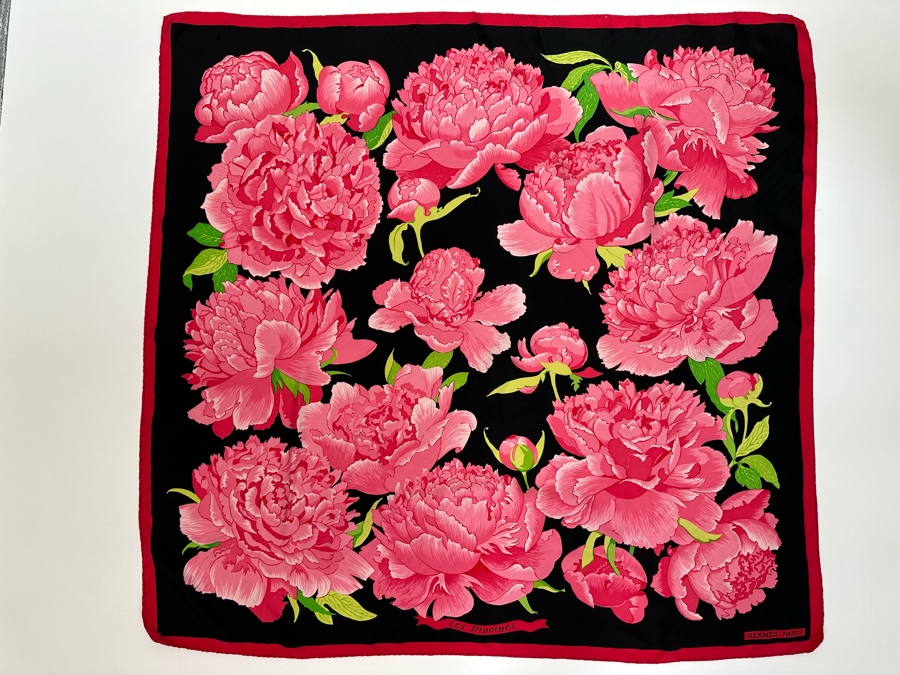Hermes Paris Silk Scarf Les Pivoines 35.5 X 33.5 [Photo 2]