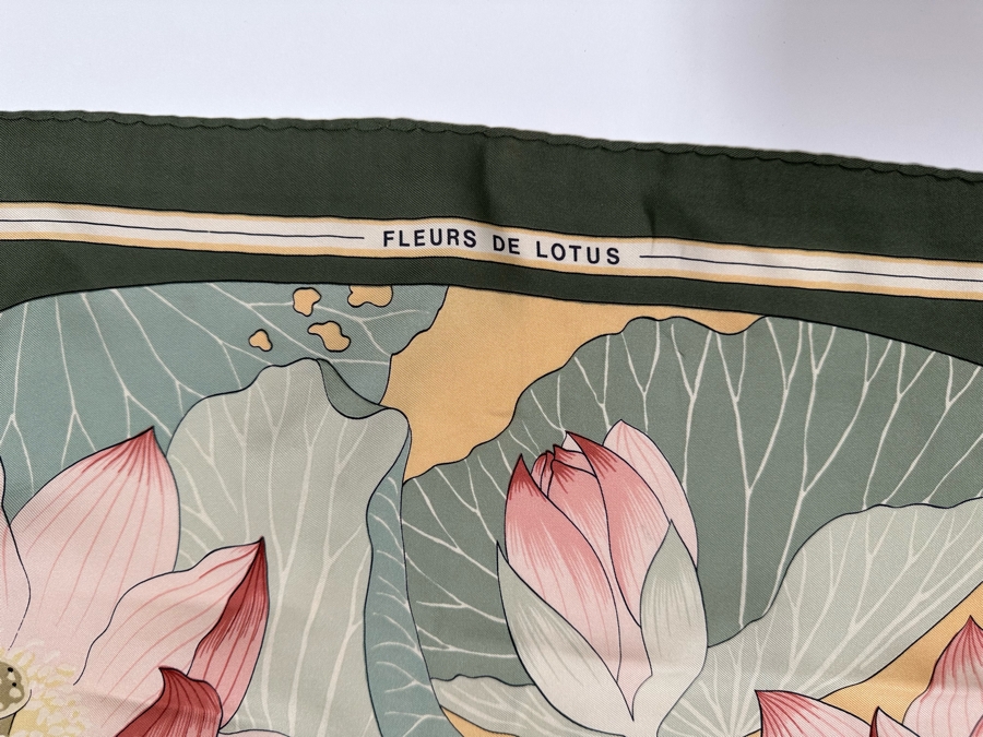 Hermes Paris Silk Scarf Fleurs De Lotus 34 X 35 [Photo 8]