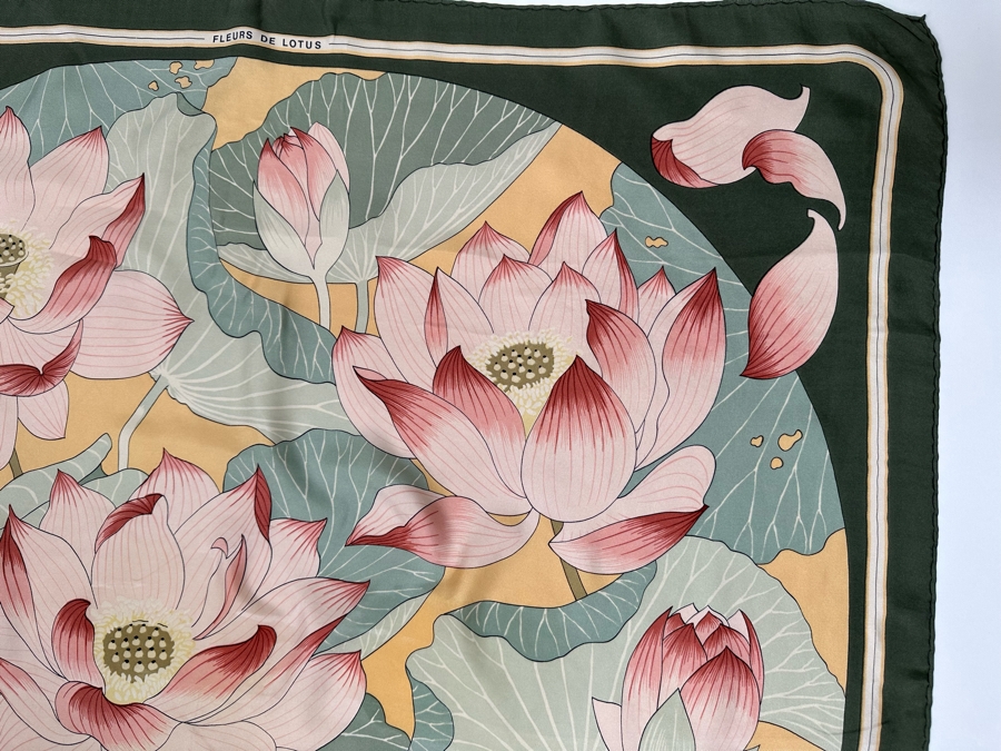 Hermes Paris Silk Scarf Fleurs De Lotus 34 X 35 [Photo 7]