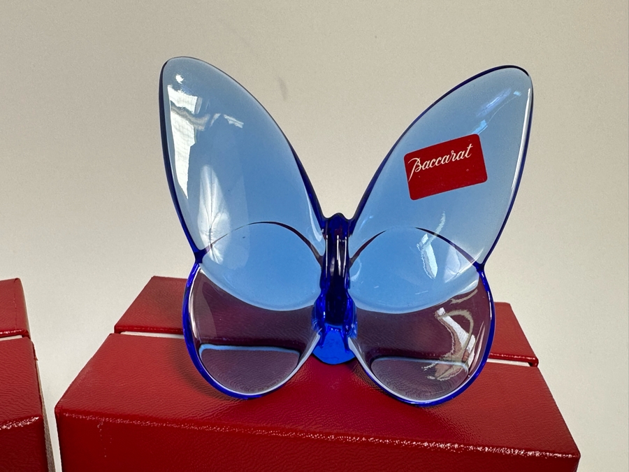 Pair Of Baccarat Crystal Lucky Butterflies Figurines New In Box 2.5H [Photo 6]