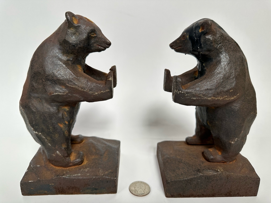Pair Of Metal Bear Bookends Made In Japan [Photo 3]