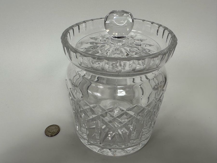 Waterford Crystal Biscuit Barrel Cookie Jar With Lid 5W X 6.5H [Photo 4]