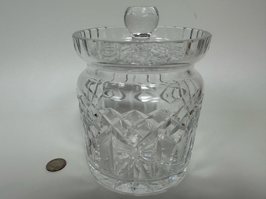 Waterford Crystal Biscuit Barrel Cookie Jar With Lid 5W X 6.5H [Photo 2]