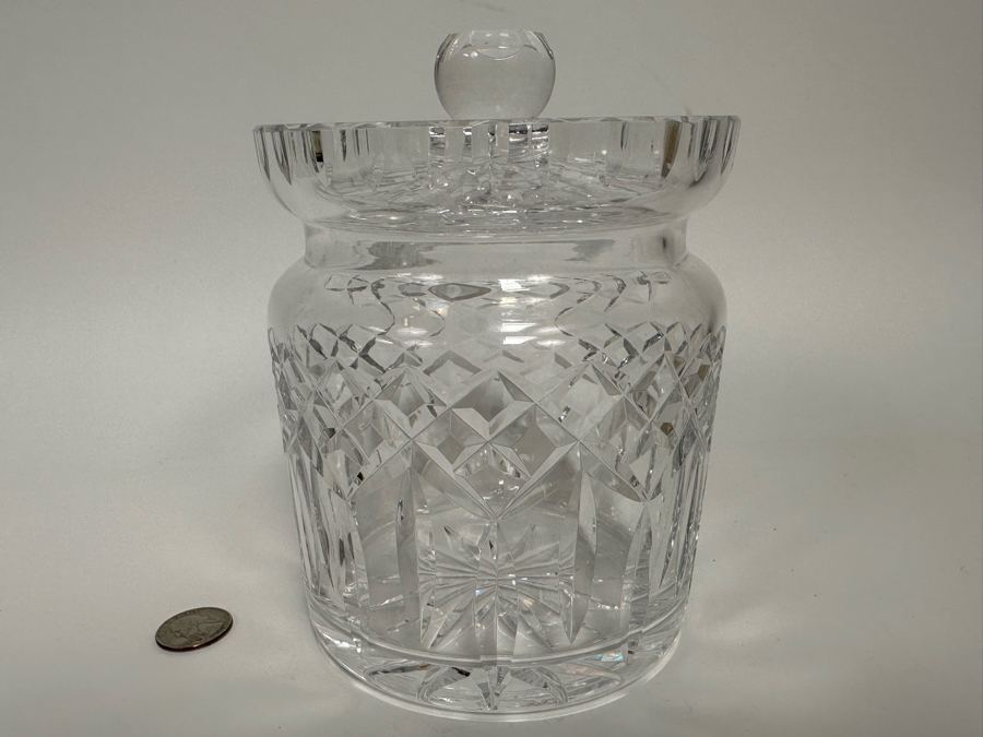 Waterford Crystal Biscuit Barrel Cookie Jar With Lid 5W X 6.5H [Photo 3]