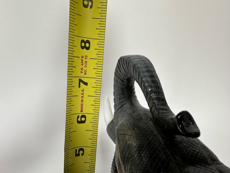 Carved Marble Elephant Sculpture Signed BT 7W X 4D X 7.5H [Photo 13]