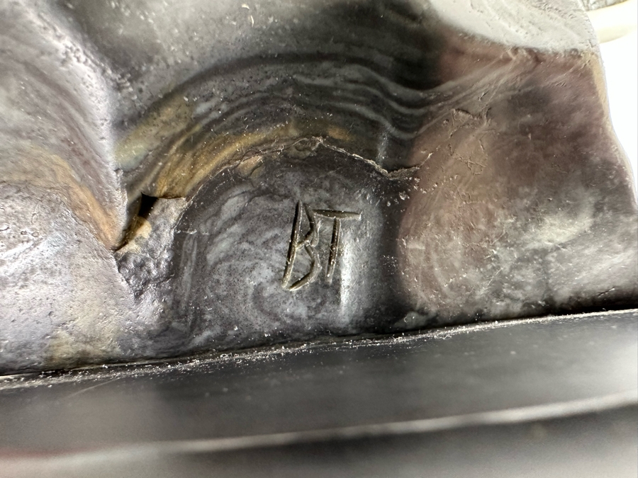 Carved Marble Elephant Sculpture Signed BT 7W X 4D X 7.5H [Photo 10]